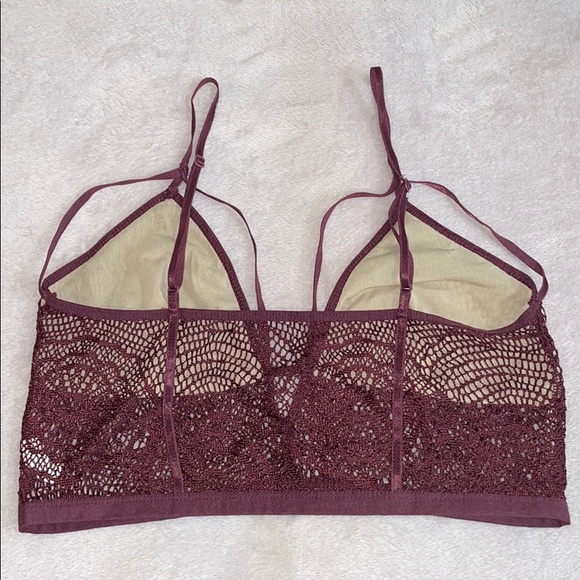 Nollie Lace Bralette Maroon Cream Size Large - Picture 3 of 6